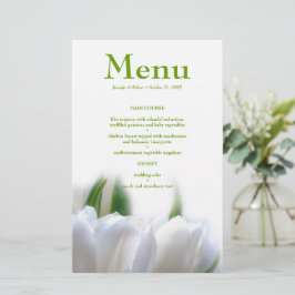 Elegante tarjeta de menú Boda de tulipanes blancos