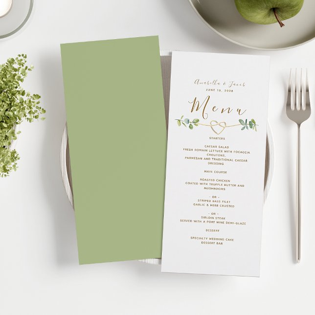 Elegante tarjeta de menú Boda de vegetación neutra (Subido por el creador)