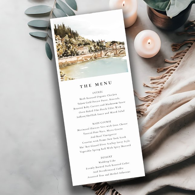 Elegante tarjeta de menú Boda del río Verona Adige (Subido por el creador)