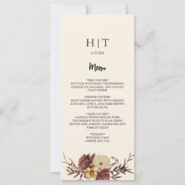 Elegante tarjeta de menú Boda floral de otoño