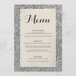 Elegante tarjeta de menú Boda Purpurina plateado
