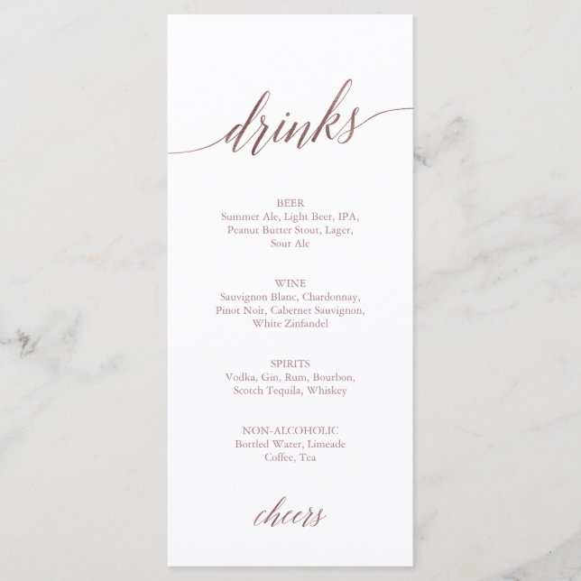 Elegante tarjeta de menú de bebidas caligráficas d (Anverso)