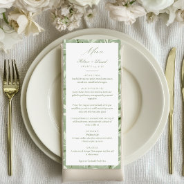 Elegante Tarjeta de Menú de Boda Botánico Verde Sa
