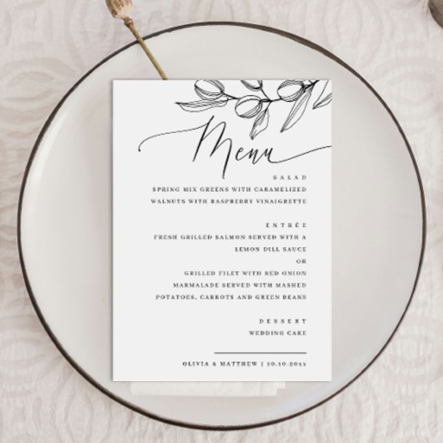 Elegante Tarjeta de Menú de Boda con Letra Script  (Subido por el creador)