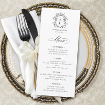 Elegante Tarjeta de Menú de Boda con Monograma de