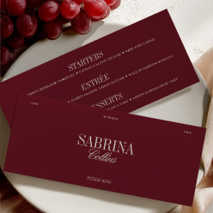 Elegante Tarjeta de Menú de Boda con Nombre de Inv