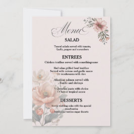 Elegante Tarjeta de Menú de Boda Floral Personaliz