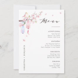 Elegante tarjeta de menú de Boda floral rosa