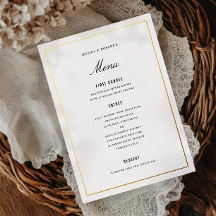 Elegante tarjeta de menú de cena Boda negro y dora