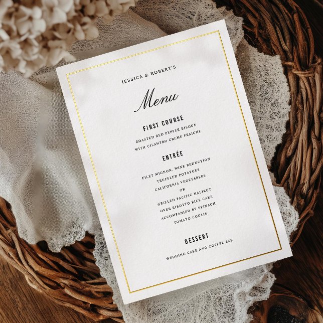 Elegante tarjeta de menú de cena Boda negro y dora (Subido por el creador)