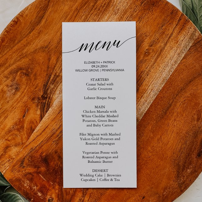 Elegante tarjeta de menú de cena de caligrafía bla (Subido por el creador)