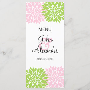Elegante tarjeta de menú de ráfagas florales de Ru