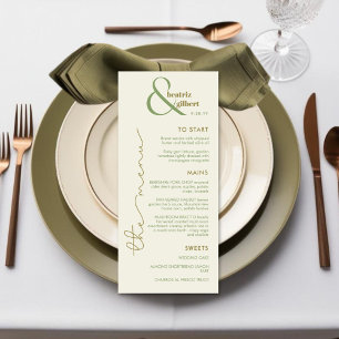 Elegante tarjeta de menú del Boda de emperadores y