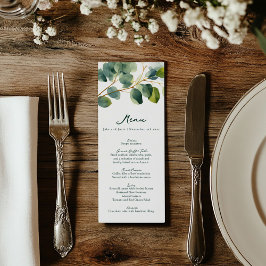 Elegante tarjeta de menú del Boda Eucalyptus Green