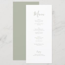Elegante Tarjeta de menú minimalista de Boda verde