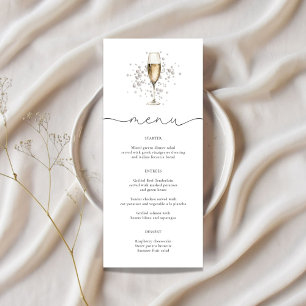 Elegante tarjeta de menú Pearls & Prosecco Bridal