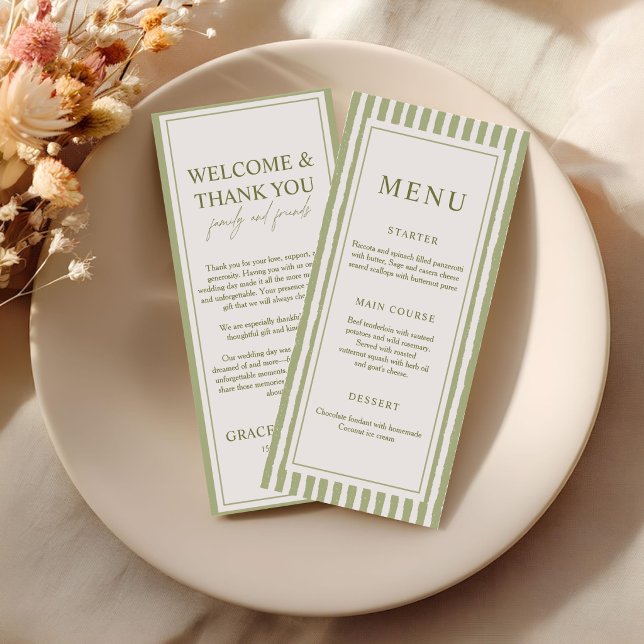 Elegante Tarjeta de Menú y Agradecimiento con Raya (Subido por el creador)