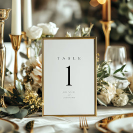 Elegante tarjeta de mesa Boda blanco y negro