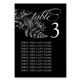 Elegante tarjeta de mesa Boda blanco y negro