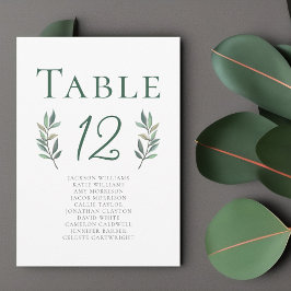 Elegante tarjeta de mesa Boda de hoja de eucalipto