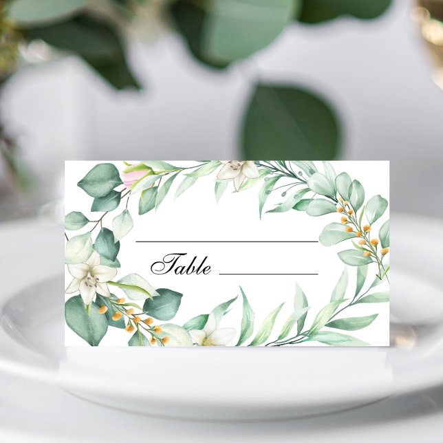 Elegante tarjeta de mesa Boda de vegetación (Subido por el creador)