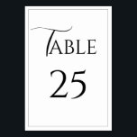 Elegante tarjeta de mesa Boda moderna<br><div class="desc">Magnífico guión elegante en blanco y negro número de la mesa de eventos encantadores. Perfecto para cualquier evento.</div>