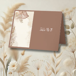 Elegante tarjeta de mesa Boda neutra Boho marrón