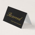 Elegante tarjeta de mesa Boda reservada para negro<br><div class="desc">Tarjeta de mesa Boda reservada de color negro y oro</div>