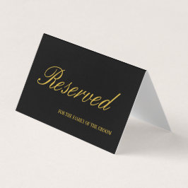 Elegante tarjeta de mesa Boda reservada para negro