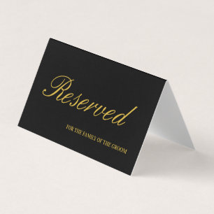 Elegante tarjeta de mesa Boda reservada para negro