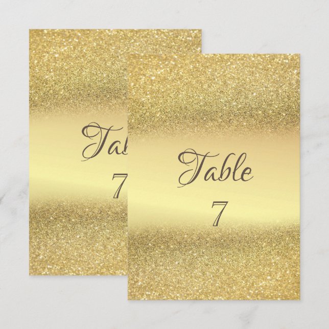 Elegante tarjeta de mesa Bokeh Purpurina de oro (Anverso / Reverso)