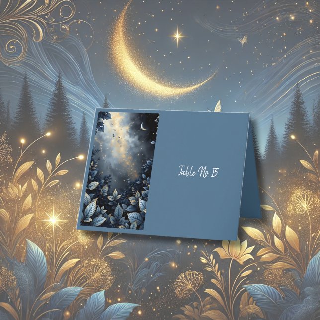 Elegante tarjeta de mesa de boda azul Midnight Blu (Subido por el creador)