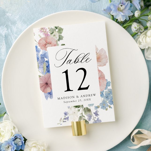 Elegante tarjeta de mesa de Boda floral romántico (Subido por el creador)