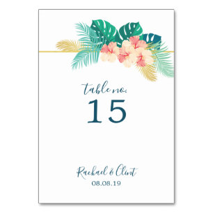 Elegante tarjeta de mesa de Boda hawaiano hibiscus
