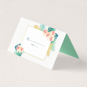 Elegante tarjeta de mesa de Boda hawaiano hibiscus