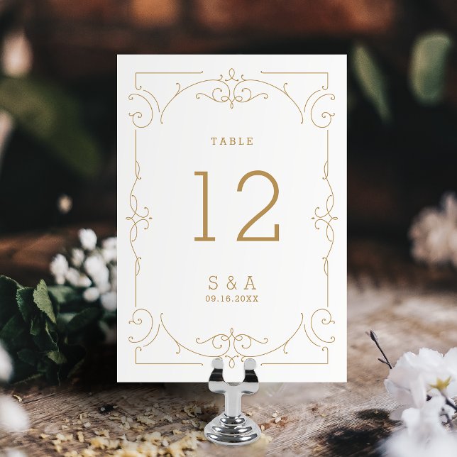 Elegante tarjeta de mesa de bodas clásica (Elegant modern classic vintage wedding table card)