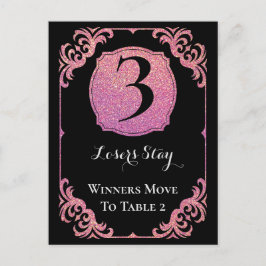 Elegante tarjeta de mesa de Bunco Purpurina rosa