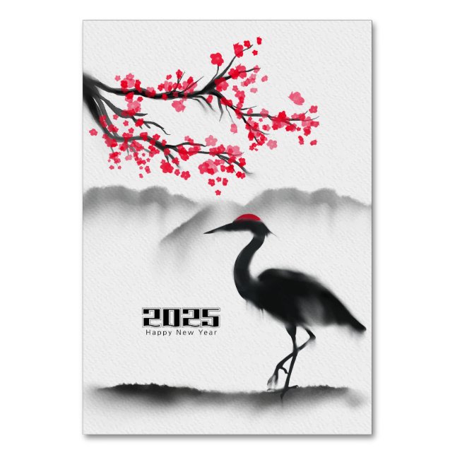 Elegante tarjeta de mesa de Crane Cherry Blossom A (Anverso)