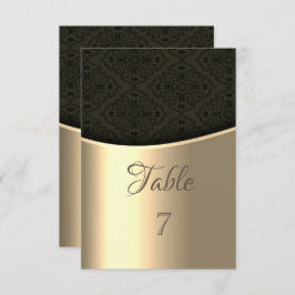 Elegante tarjeta de mesa de oro de damasco negro