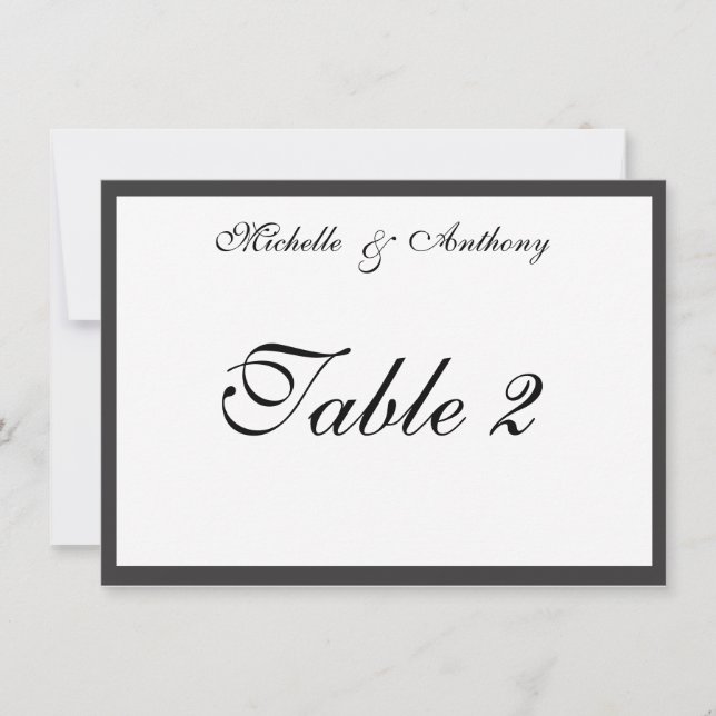 Elegante tarjeta de mesa de recepción de borde neg (Anverso)