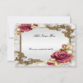 Elegante tarjeta de mesa de rosas rojas