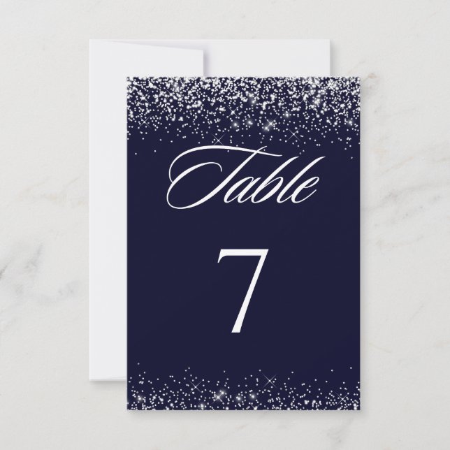 Elegante tarjeta de mesa del Boda de la Marina (Anverso)