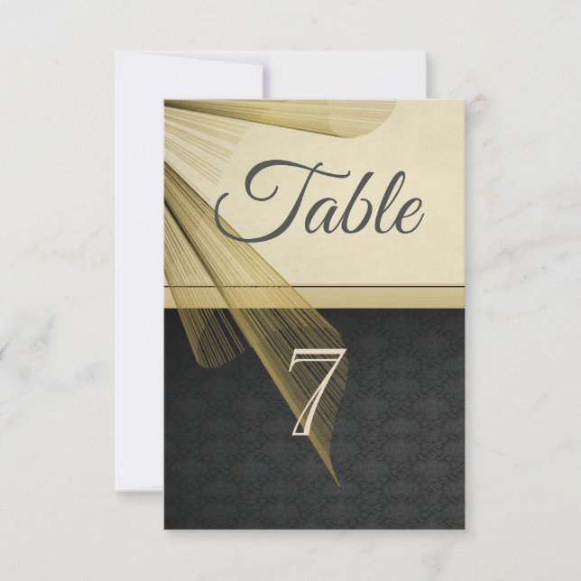 Elegante tarjeta de mesa para damasquinados negros (Anverso)