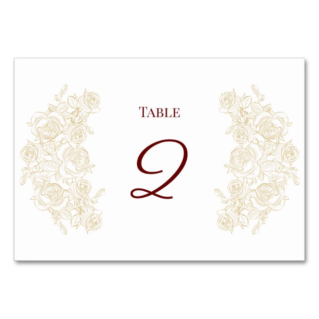 Elegante tarjeta de mesa para Rosas de Borgoña y D (Anverso)