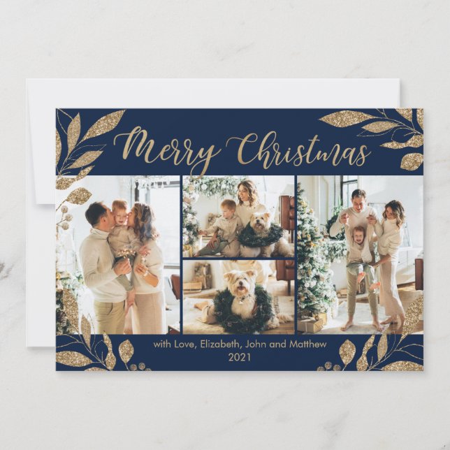 Elegante tarjeta de Moda de oro para 4 Navidades d (Anverso)