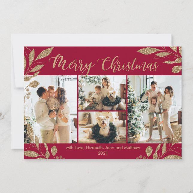 Elegante tarjeta de Moda de oro para 4 Navidades d (Anverso)