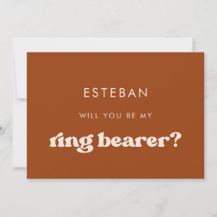 Elegante tarjeta de Naranja retro Ring Bearer