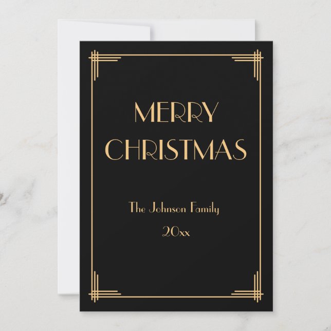 Elegante tarjeta de Navidad Art Deco Merry (Anverso)