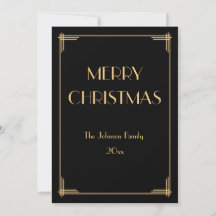 Elegante tarjeta de Navidad Art Deco Merry