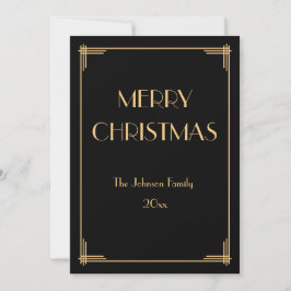 Elegante tarjeta de Navidad Art Deco Merry